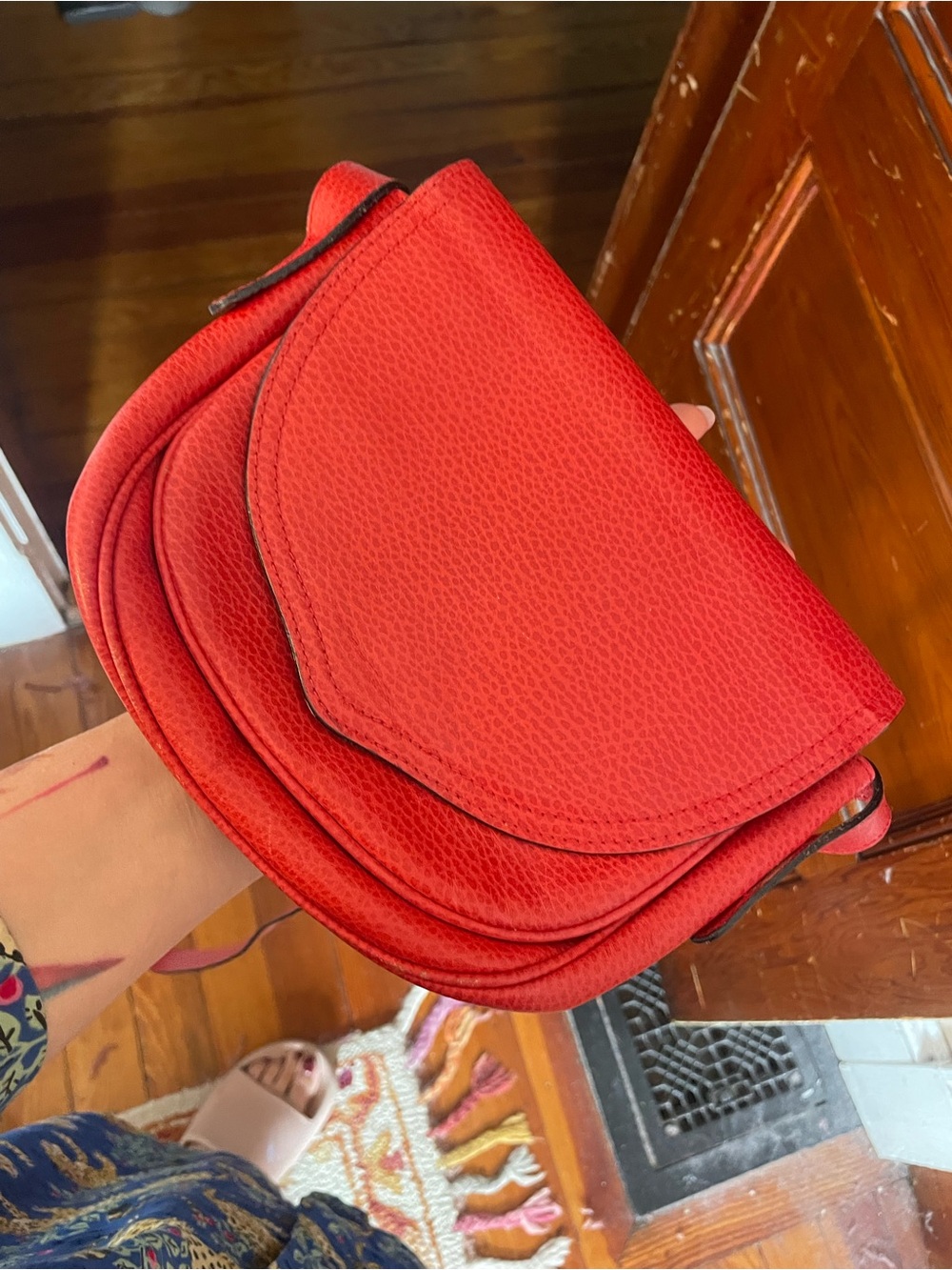 Vintage Red Leather Crossbody Bag